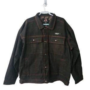 Vintage Johnny Blaze Brown Denim Jean Jacket XXL Y2K Hip Hop Streetwear Flame